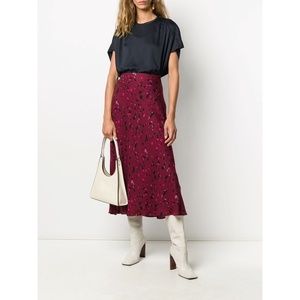 NWT Ba&Sh Tomy Leopard Red Pink Midi Skirt XS